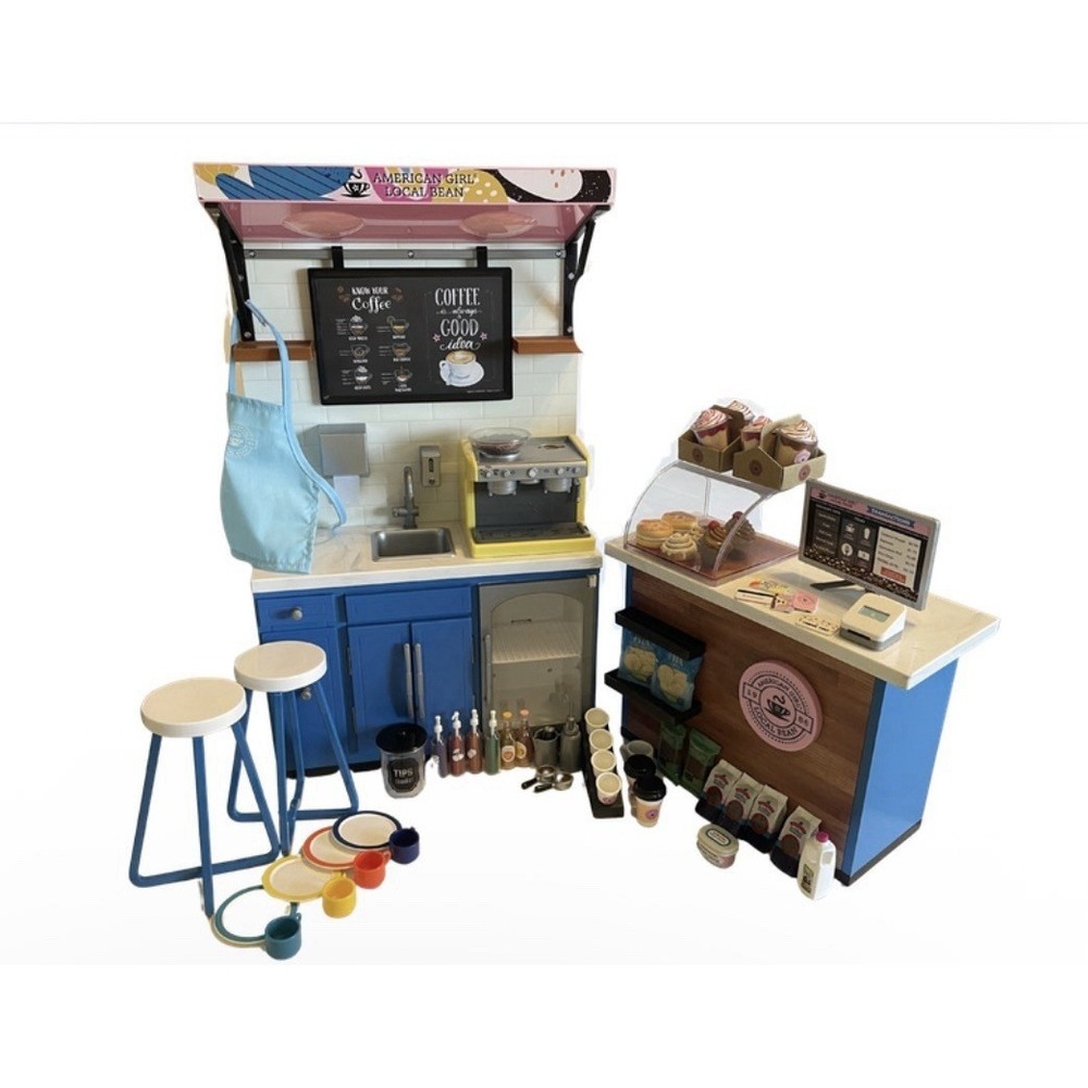 American Girl Doll Local Bean COFFEE SHOP Playset & Accessories! - EUC!